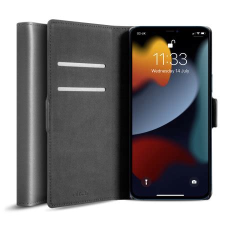 Olixar Genuine Leather Wallet Grey Case For Iphone Pro Max