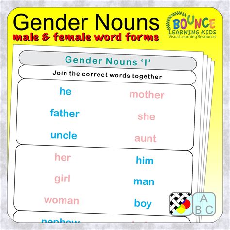 Gender Of Nouns Worksheet 1