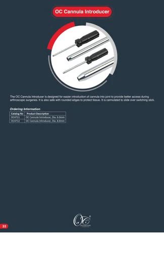 Osteocare Stainless Steel Oc Cannula Introducer For Shoulder