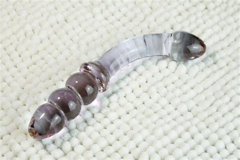 Inch Glass Dildo With Curved Shaft And Ribbed Handle Etsy