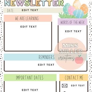 April/spring Newsletter Template editable - Etsy