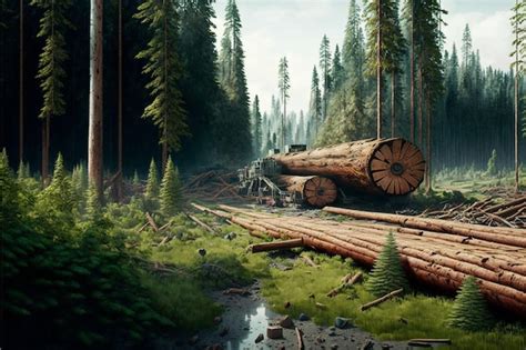 Premium Photo Illegal Logging And Deforestation Landscape View Of Trees Cut Felled And Fallen