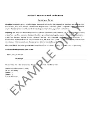 Fillable Online National NHP DNA Bank Order Form Fax Email Print