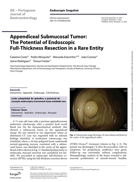 Pdf Appendiceal Submucosal Tumor The Potential Of Endoscopic Full