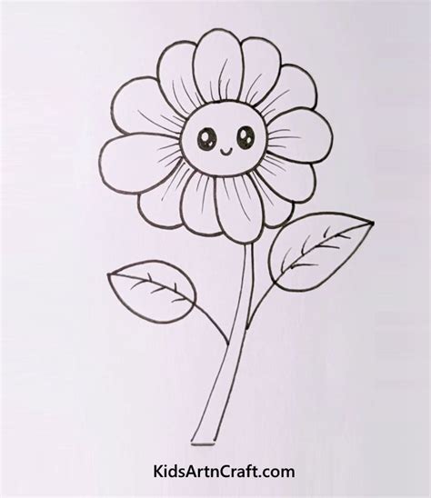 Easy Flower Drawings For Kids | Flower drawing, Flower drawing for kids ...