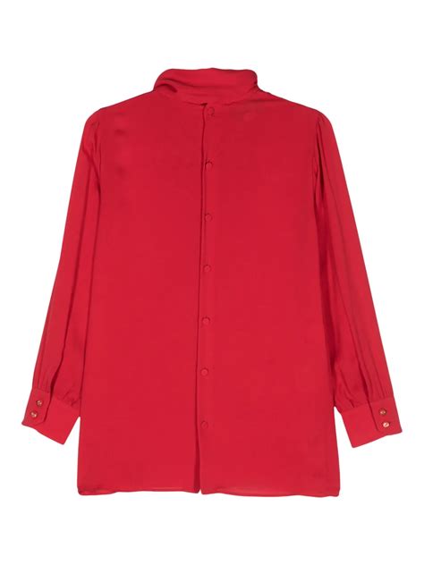 Gucci Pre Owned Pussy Bow Collar Silk Shirt Red Farfetch