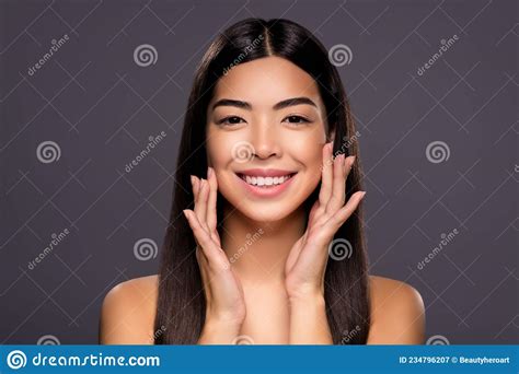 Photo Positive Inspired Korean Brunette Lady Palms Cheekbones Toothy