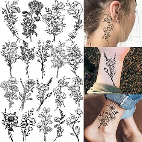 Joehapy 19 Sheets 3d Sexy Flower Temporary Tatto In Pakistan Wellshoppk