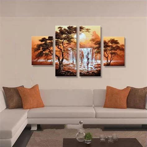 Unframed 4 Pcs Handmade Oil Painting Canvas African Nude Women Modern Wall Art Home Decoration