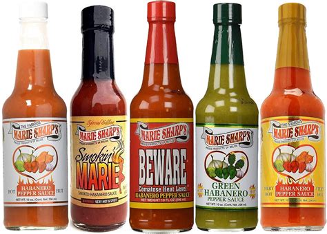 Marie Sharps Hot Sauce 5 Pack Variety T Set Big 10