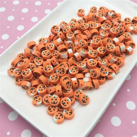 10 Pumpkin Jack Olantern Polymer Clay Beads Cute Etsy