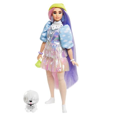 Mattel Gvr Barbie Extra Lalka R Owo Fioletowe W Osy Piesek I