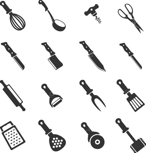 Kitchen Tools Cooking Utensil Isolated On White Vegetable Vector