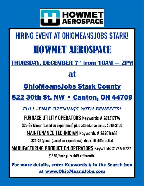 OhioMeansJobs Stark & Tuscarawas Counties on LinkedIn: Canton’s Howmet ...