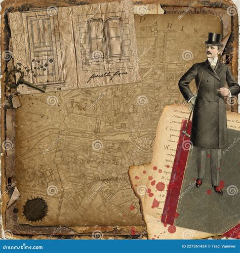 Vintage Edgar Allan Poe Collage Background - the Rue Morgue - Poe Short