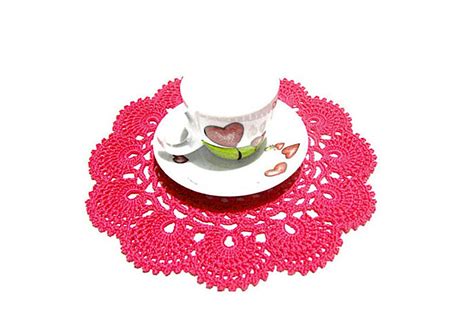 Small Round Hot Pink Crochet Doily In Cotton 8 6 Inc 22 Cm Etsy