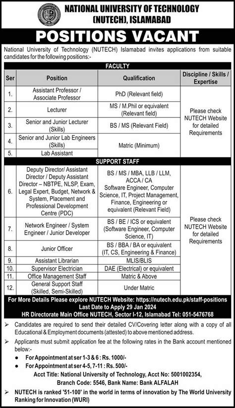 NUTECH Teaching And Supporting Staff Vacancies 2024 Galaxy World