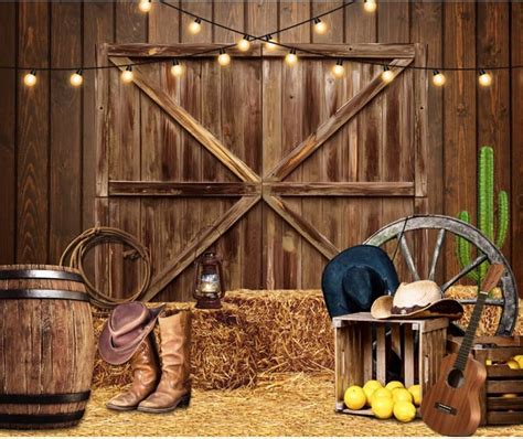 Amazon Leowefowa Western Barn Backdrop 9x6ft Cowboy Birthday