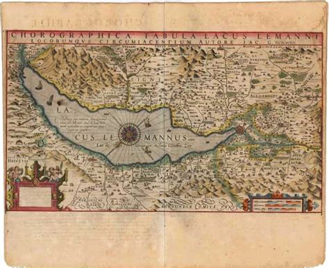 Antique Map Of The Lake Of Geneva By Mercator G Hondius J