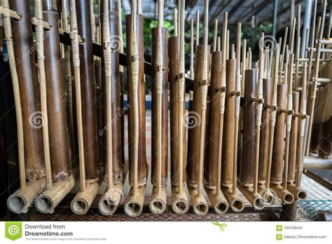 Angklung Traditional Wood Music Instrument Played In West Java