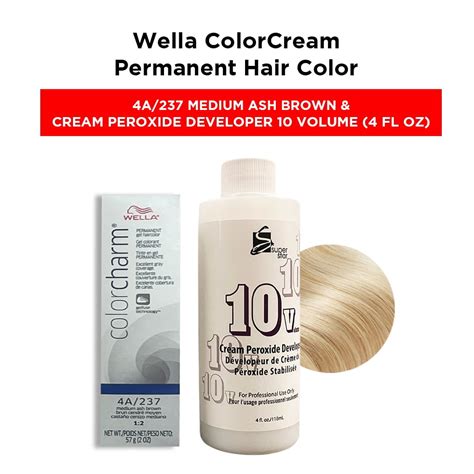 Wella Color Cream Permanent Gel Hair Color 2 Oz 4a 237 Medium Ash Brown And Cream Peroxide