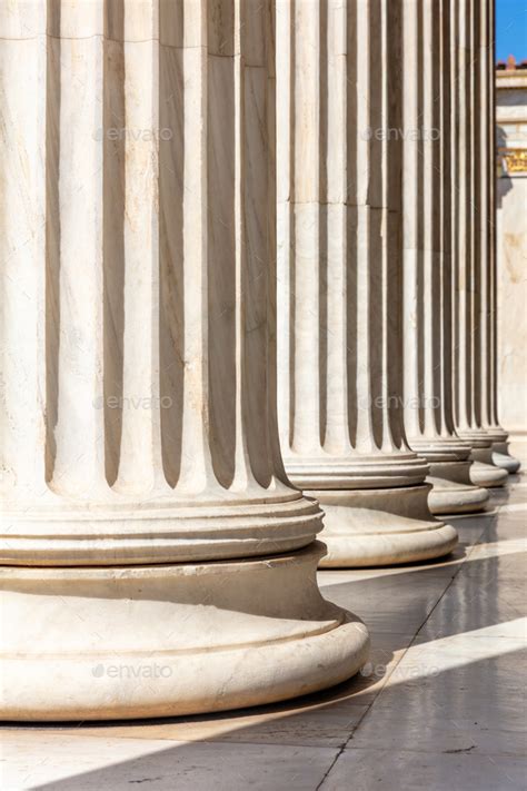 Classical Pillar White Marble Ancient Greek Column Row Architecture