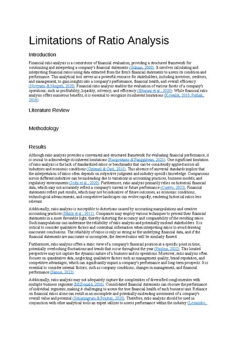 Limitations of Ratio Analysis: Insights and Challenges in Financial