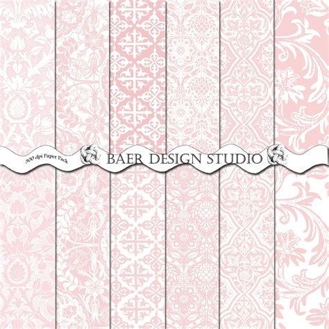 Soft Pink Damask Digital Paper Pink Digital Paper Pink Baby Shower