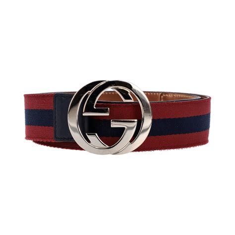 GUCCI Fabric/Leather GG Belt Navy/Red - S: 90 (36) | Luxity