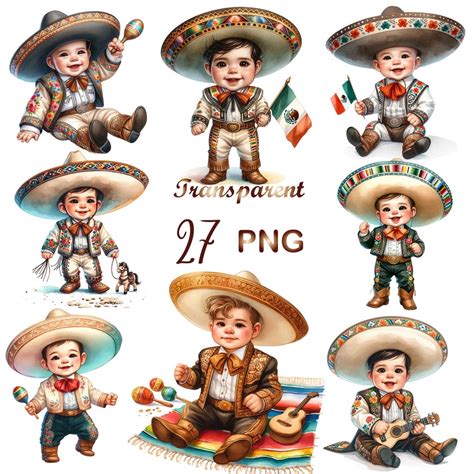 27 Png Mexican Charro Baby Boy Clipart Bundle Mexican Baby Shower