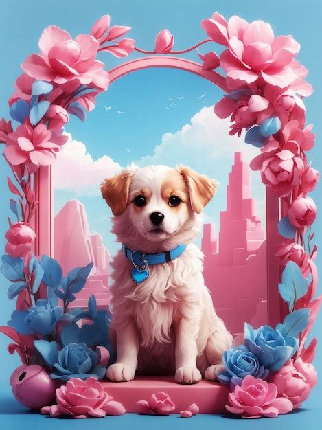 Premium AI Image | Cute dog pet view clipart in aesthetic