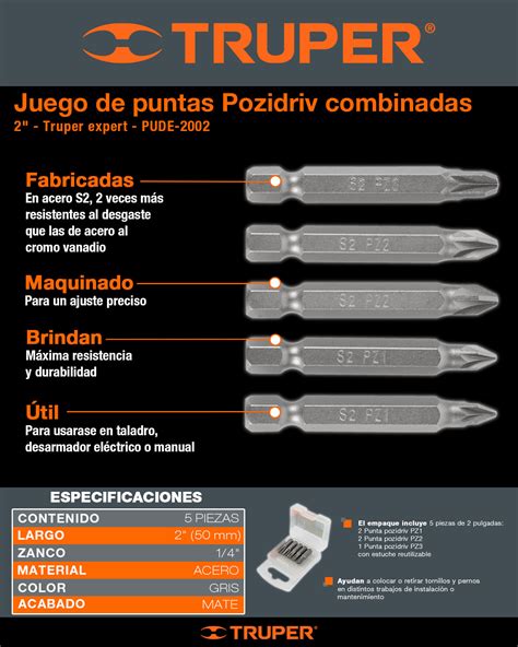 Juego De Puntas Para Desarmador El Ctrico O Manual Pulgadas Acero