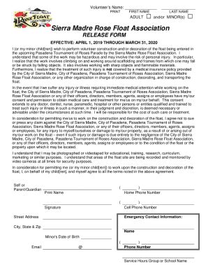 Fillable Online Sierra Madre Rose Float Association Fax Email Print