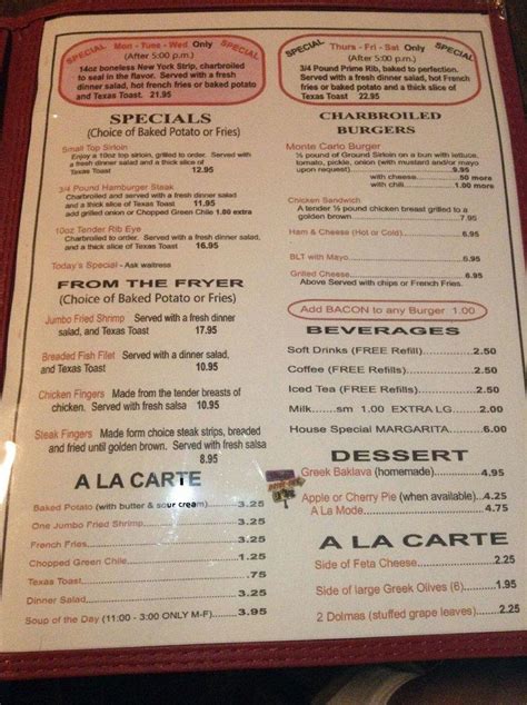 Menu At Monte Carlo Liquors And Steak House Steakhouse Albuquerque