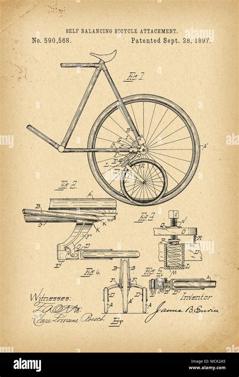 1897 Patent Velocipede Bicycle history invention Stock Photo - Alamy