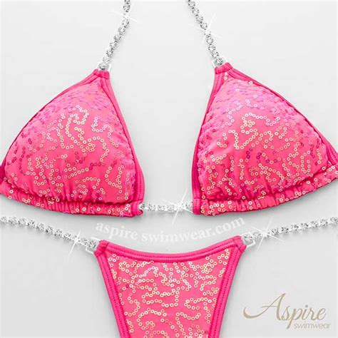 Iridescent Coral Pink Bikini Competition Suit