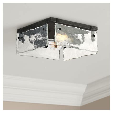 360 Lighting Modern Ceiling Light Flush Mount Fixture Washed Black 11 34 Wide Glass Panels For