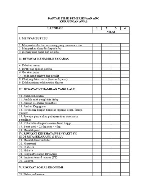 Daftar Tilik Pemeriksaan Anc Pdf