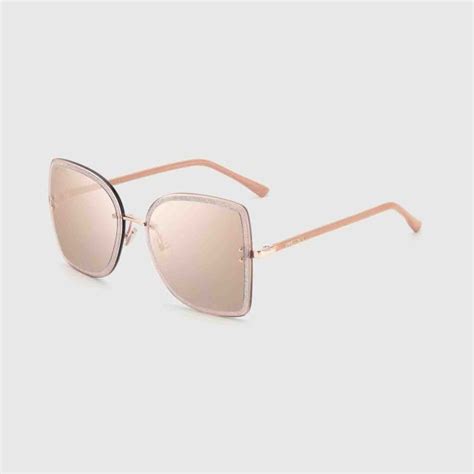 JIMMY CHOO Crystal Glitter LETI S Sunglasses Nude Gold