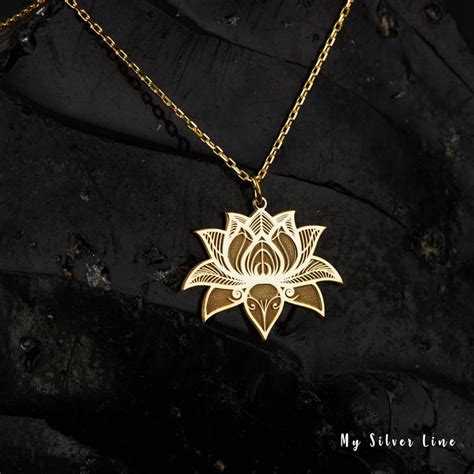 Lotus Flower Necklace Lotus Jewelry In Sterling Silver Elegant Lotus