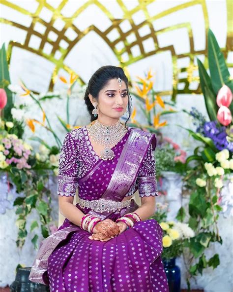 Magenta Kanchipuram Saree In Inches Silver Zari Border Wedding