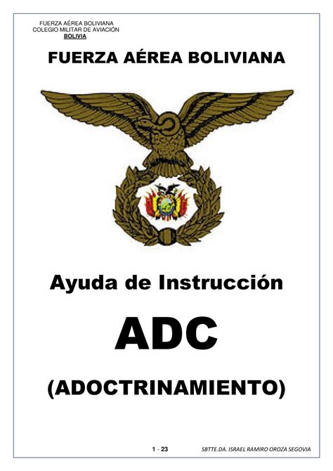 Adoctrinamiento Adc Ayuda De Instrucci N Fuerza A Rea Boliviana