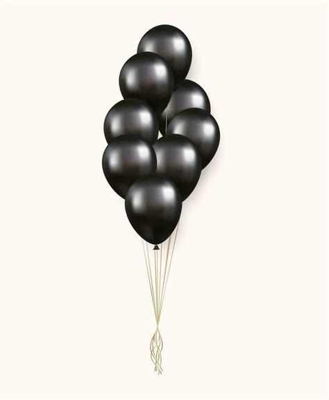 3d Realistic black Happy Birthday Balloons Flying for Party and ...