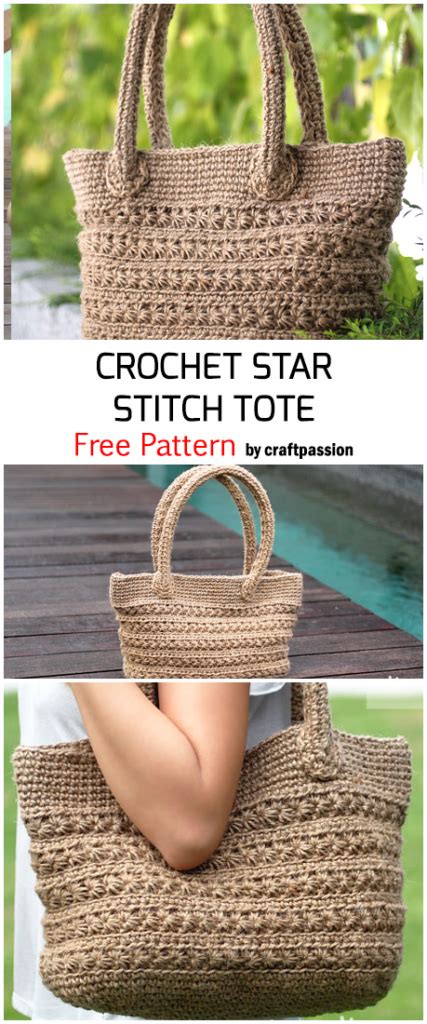 Crochet Star Stitch Tote Free Pattern