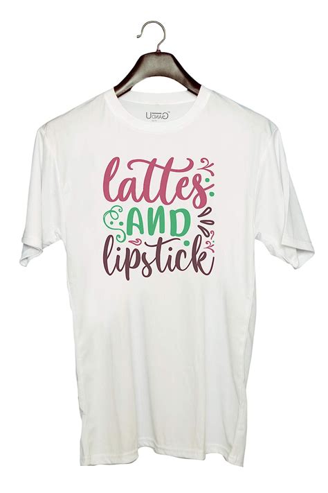 Buy Udnag Unisex Round Neck Graphic Lattes And Lipstick Polyester T