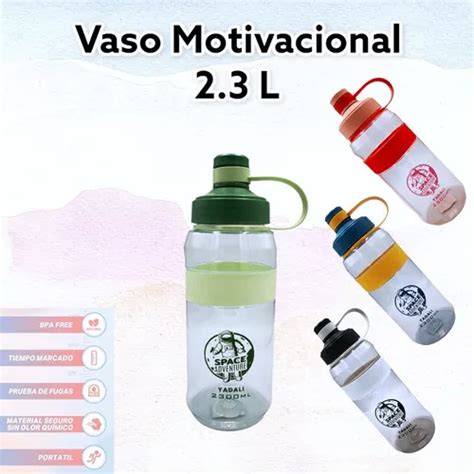 Botella Bote Space Vaso Motivacional Agua Popote Gym L Meses Sin