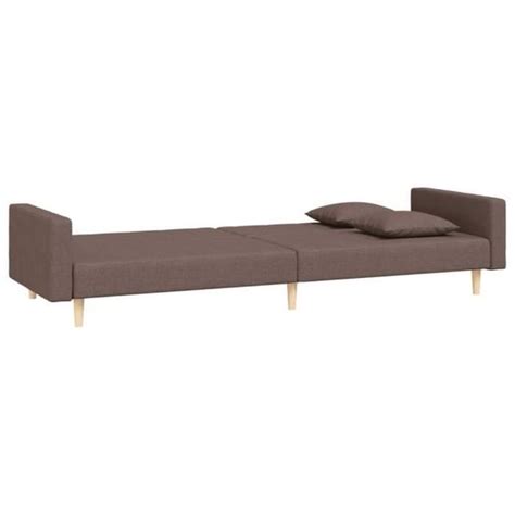 Zerodis Canapé lit à 2 places avec deux oreillers taupe tissu A375908