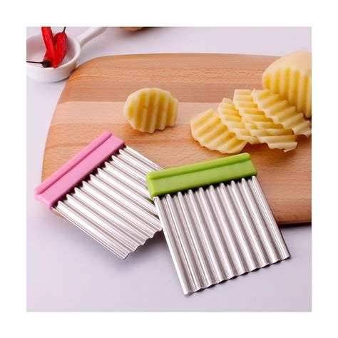 Buy French Fry Cutter 2pcs Crinkle Cut Knife Stainless Steel Crinkle