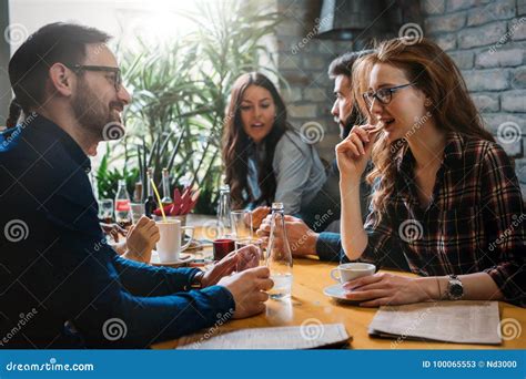 Group of Happy Business People Eating in Restaurant Stock Image - Image ...