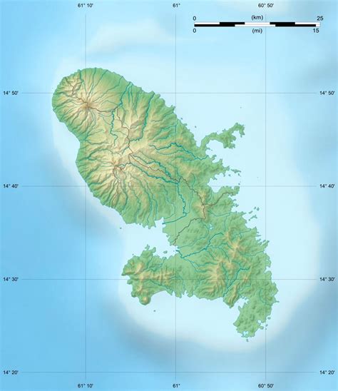 Detailed relief map of Martinique | Martinique | North America ...